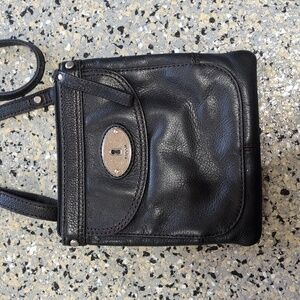 Fossil Maddox Mini Leather Black Crossbody Bag